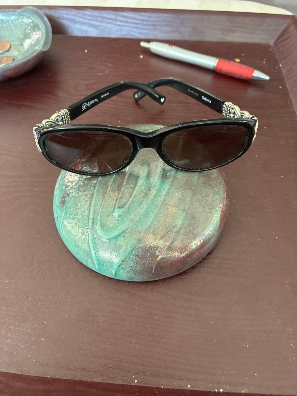 Brighton Black Sunglasses with Silver Scroll Accents